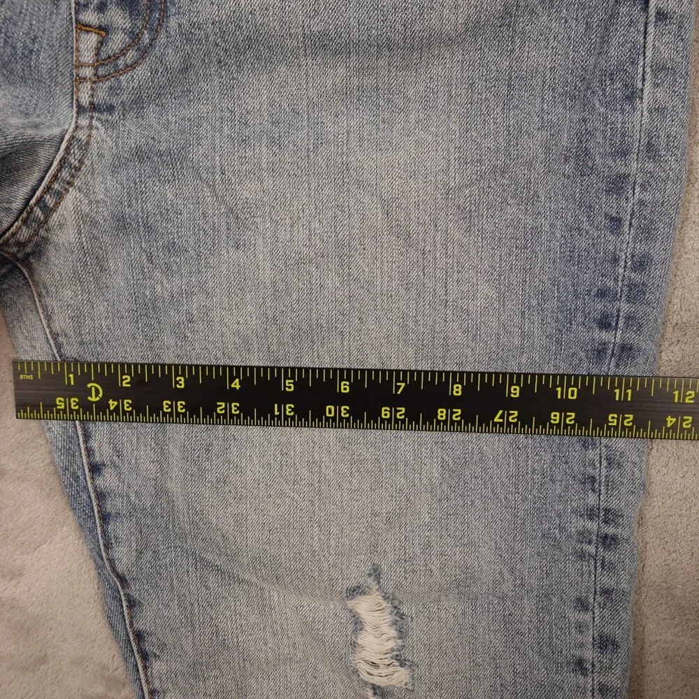 Point Sur Slouchy Boyfriend Jeans Size 27 Button Fly Distressed Light Wash Denim